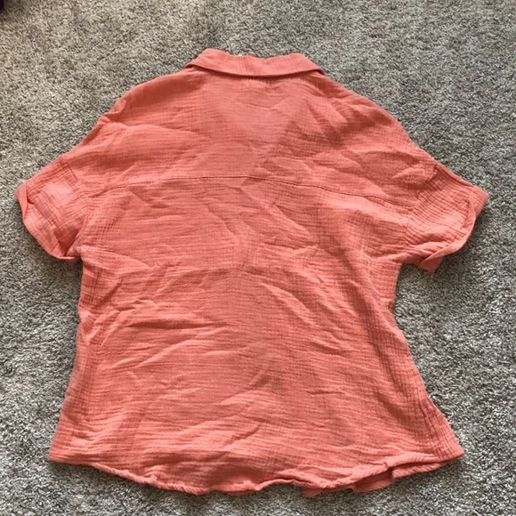 NEW Self Esteem Pink Relaxed Button Up Linen Top - Picture 6 of 6